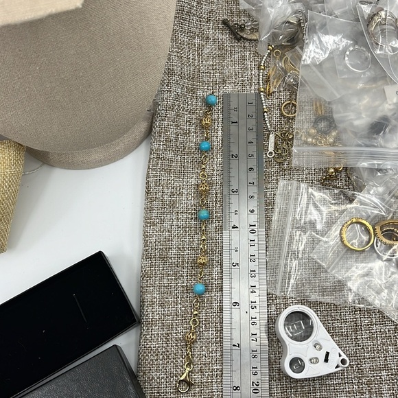 💙 Technibond 18kt Gold & Sterling Silver Turquoise Bracelet - Picture 8 of 13